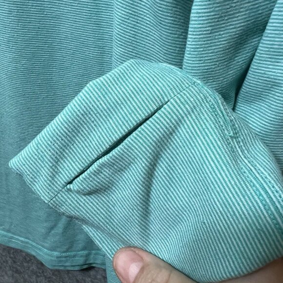 Lands End Long Sleeve Mock Neck Top Womens Large Stripe Layering Thumbhole - Picture 4 of 8